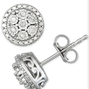 Diamond Cluster Stud Earrings